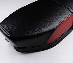 Seat black / red side - flat (Jawa, CZ Panelka) / 