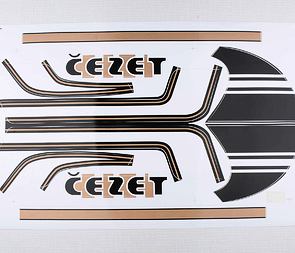 Sticker set Cezet 350 - black / golden (CZ 472) / 