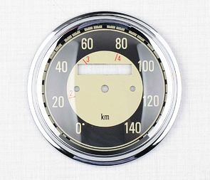 Glass of speedometer 140 km/h with frame - black (Jawa 350 Kyvacka) / Glass of speedometer 140 km/h with frame - black (Jawa 350 Kyvacka) /