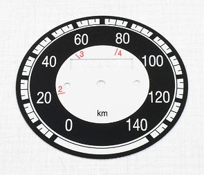 Speedometer plate 140kmh - black (Jawa 350 Kyvacka) / 