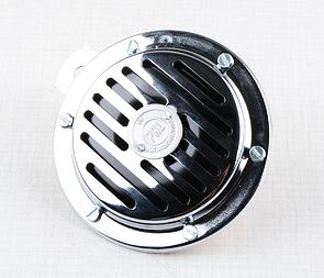 Electric horn 6V - black, PAL cover 100mm (Jawa CZ 250 350 Panelka) / Electric horn 6V - black, PAL cover 100mm (Jawa CZ 250 350 Panelka) /