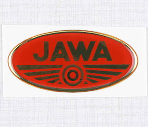 Sticker logo Jawa 67x33mm - red / golden (3D) (Jawa) / 