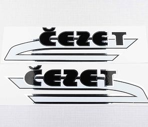 Fuel tank sticker set "cezet" 263x77mm - black (CZ 175 487) / 