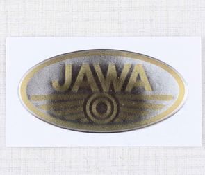 Sticker logo Jawa 70x35mm - silver / golden (3D) / 