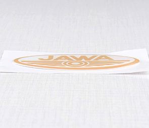 Sticker logo Jawa 70x35mm - white / golden (3D) (Jawa) / 