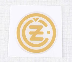 Sticker "CZ" 50mm - white / golden (3D) (CZ 125 175 250 350) / 