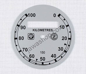 Speedometer plate 100kmh - silver AP-CZ (CZ 125,150 B,C,T) / 