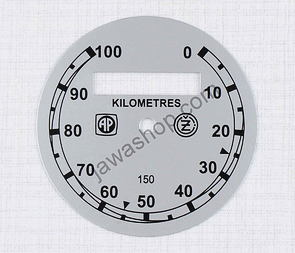 Speedometer plate 100kmh - silver AP-CZ (CZ 125 150 B C T) / 