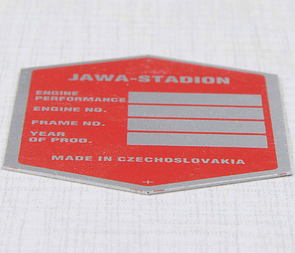 Type plate - printed, red, English (Stadion) / 