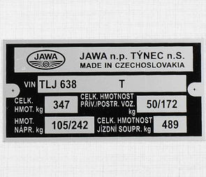 Type plate - printed (Jawa 350 638) / 