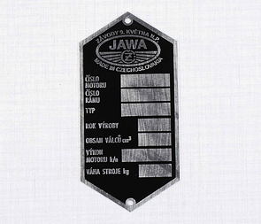 Type plate - etched (Jawa-CZ Kyvacka) / 