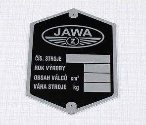 Type plate, logo CZ - printed (Jawa 250 350 Perak) / 