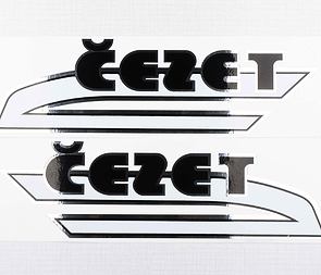 Fuel tank sticker set "cezet" 263x77mm - black (CZ 175 487) / 