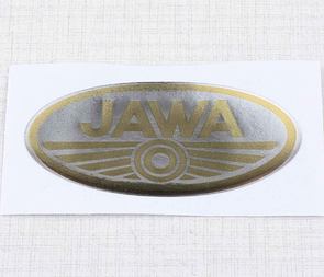 Sticker logo Jawa 70x35mm - silver / golden (3D) / 