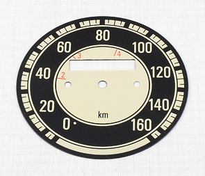 Speedometer plate 160kmh - black (Jawa 500 ohc) / 