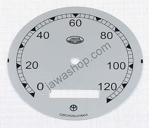 Speedometer plate 120 kmh - silver Zbrojovka (Jawa 250 350 Perak) / 