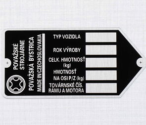 Type plate  - printed (Jawa 50 Pionyr 20 21 23) / 