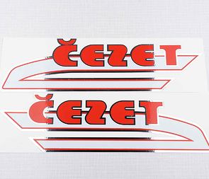 Fuel tank sticker set "cezet" 263x77mm - red (CZ 175 487) / 