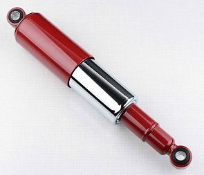 Rear shock - red / chrome cover (CZE) (Jawa 350 634 638 639 640) / 