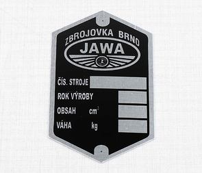 Type plate, Zbrojovka Brno - printed (Jawa 250 350 Perak) / 