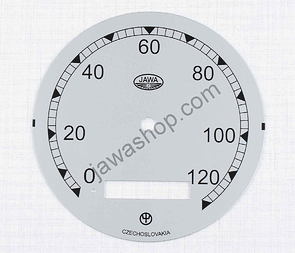 Speedometer plate 120 kmh - silver Zbrojovka (Jawa 250 350 Perak) / 