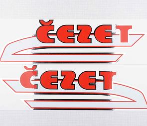 Fuel tank sticker set "cezet" 263x77mm - red (CZ 175 487) / 