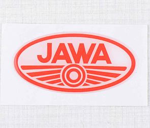 Sticker logo Jawa 70x35mm - white / red (3D) (Jawa) / 