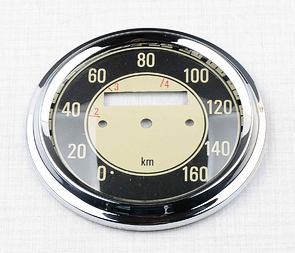 Glass of speedometer 160 km/h with frame (Jawa 500 ohc) / 