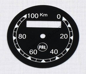Speedometer plate 100kmh - black PAL (CZ 125,150 B,C,T) / 