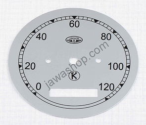 Speedometer plate 120 kmh - silver K (Jawa Perak FJ) / 