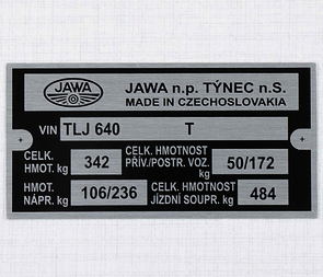 Type plate - printed (Jawa 640) / 