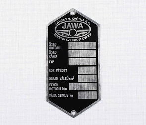 Type plate - etched (Jawa 250 350 Panelka) / 
