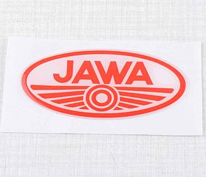 Sticker logo Jawa 70x35mm - white / red (3D) (Jawa) / 