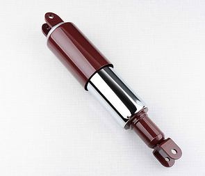 Rear shock - brownish red / chrome (Jawa CZ 125 175 250 350 Kyvacka) / 